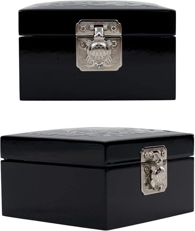 February Mountain Mother of Pearl Mini Jewelry Box - Organizer for Earring Necklace Ring & Bracelet Jewelry Display Storage Case for Woman Unique Gifts (Crane_Black)