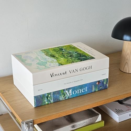 Book Shape Decorative Cable Management Box - Expandable Cable Organizer Box with Magnetic Closure for Home & Office (Gogh Monet, Large Set) by TastePick