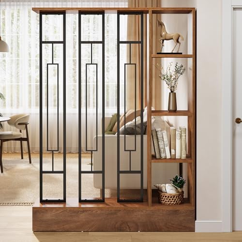 Tribesigns Room Divider with Shelves, 71" Freestanding Storage Room Divider - Image 2
