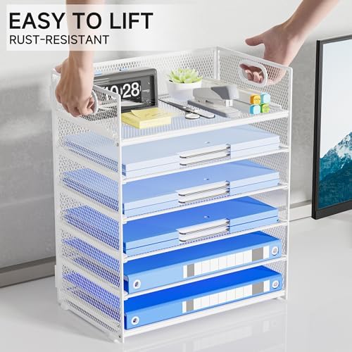 Paper Organizer for Desk with Handle, 6-Tier - Image 3