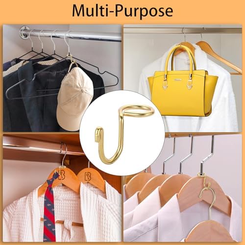 Sumnacon Cascading Hanger Hooks for Velvet Wooden Hangers, 30Pcs Gold - Image 6