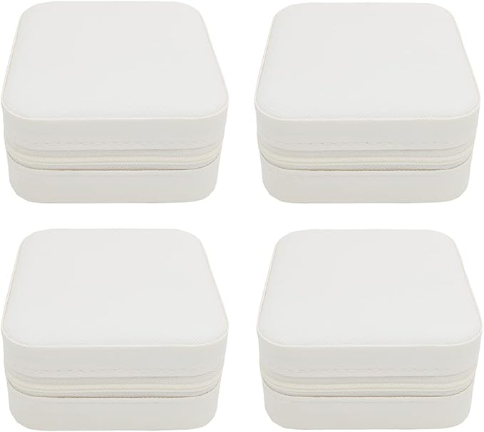 TRODANCE Mini Jewelry Case, Small Travel Jewelry Organizer, Portable Jewelry Box Storage Display Box For Rings, Earrings, Necklaces (White-4)