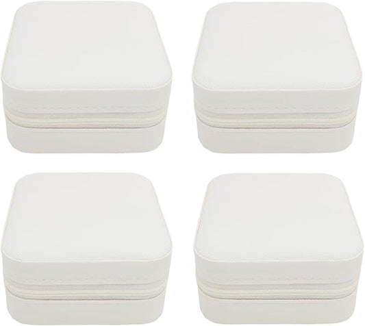 TRODANCE Mini Jewelry Case, Small Travel Jewelry Organizer, Portable Jewelry Box Storage Display Box For Rings, Earrings, Necklaces (White-4)