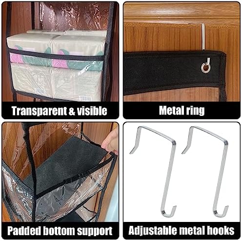 5-Shelf Over The Door Pantry Organizer with Clear Pockets, Heavy Duty Hanging Storage for Closet, Bedroom, Bathroom, and Nursery (Black, Holds up to 28 lbs) - Image 3