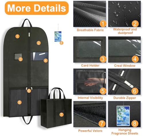Travel Garment Suit Bag 43" for Hanging Clothes Storage for Men Suits Shirt - Image 5