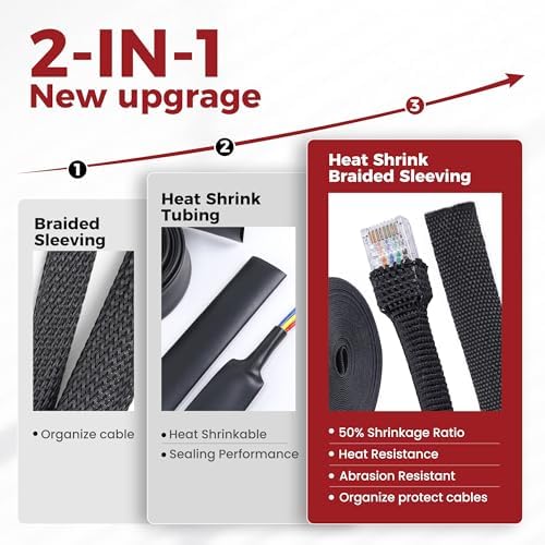 2:1 Ratio Heat Shrinkable Braided Wiring Sleeving 3/8" ID -16ft - Image 3