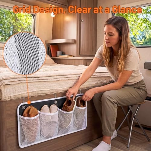 RV Shoe Storage for Bedside - 4 Pocket Wall Mounted Entryway Shoes Rack - Image 3