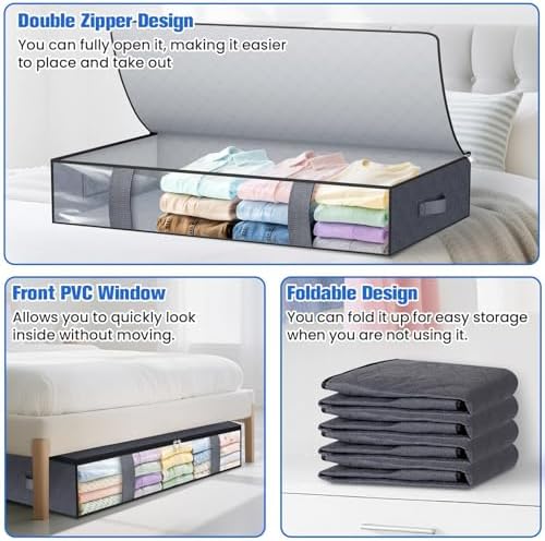 TasticTotes 6 Pack Under Bed Storage Containers, 90L Blanket Storage Bags - Image 4
