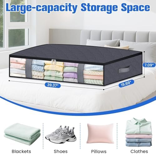 TasticTotes 6 Pack Under Bed Storage Containers, 90L Blanket Storage Bags - Image 2