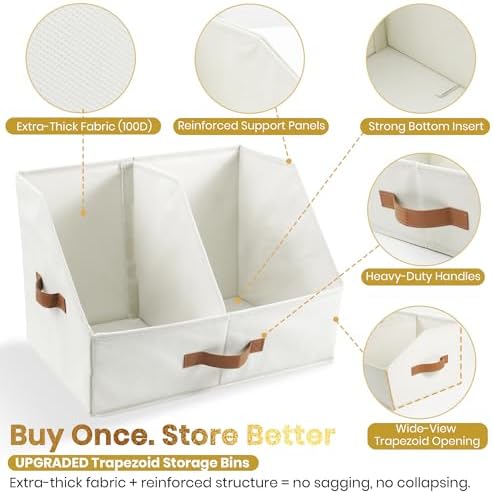 Closet Organizers Storage, Large Collapsible Bin 2pc, Light Gray - Image 3