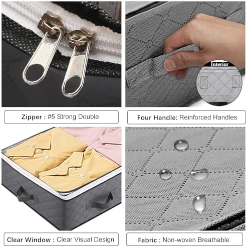 BiCINE 4 Pack Under Bed Storage, 90L Foldable Closet Containers Organizers - Image 3