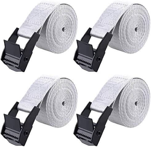TRIWONDER Cinch Tie Down Strap Lashing Straps Heavy Duty Nylon Straps with Cam Buckles for Cargo, Trucks, Boat, Motorcycle,SUP, Kayak, Canoe, Trailer (3m, Grey - 4 Pack) by TRIWONDER