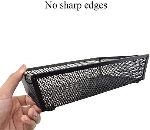 HAHIYO Stackable Mesh Tray Cup 9 x 6 x 2 inches Sturdy Container for Desk Drawer Organizer Collection for Home Office School kitchen Soft Foam Feet No Sharp Edges 1 Pack Black - Image 6