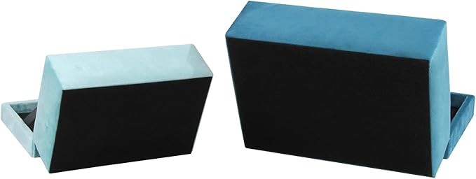 HofferRuffer Velvet Jewelry Boxes Decorative Boxes, Storage Accessory Organizer Boxes with Elegant Handle Decor, Classic Velvet Set of 2 Pieces (Blue)