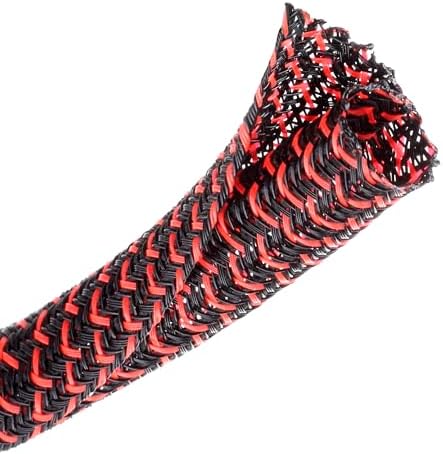 Cable Management Sleeve, Split Design, 10FT - 1/2 Inch, Black/Red by CrocSee
