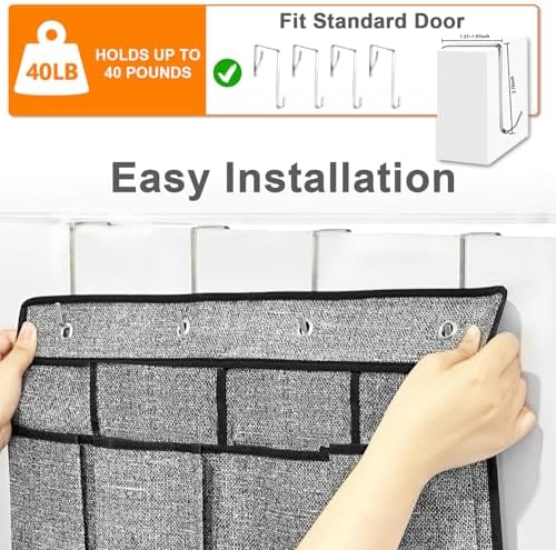 homyfort Over the Door Shoe Organizer, Hanging Shoe Rack Storage Holder with 24 Large Pockets for Closet Door, Men Women Kids Shoes, Cruise (Black) - Image 6