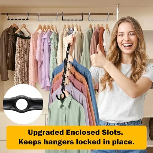 Closet Organizers and Storage, 8 Pack Stronger Space Saving Hangers for 40 Clothes, College Dorm Room Essentials for Guys Girls, Clothes Hanger with 5 Holes, Closet Storage, Magic Home Organization - Image 4