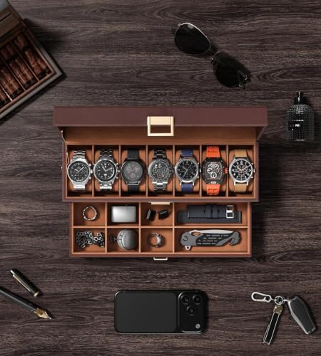 Watch Cases Box for Men 7 Slots Display Case with Jewelry Bottom - Image 6