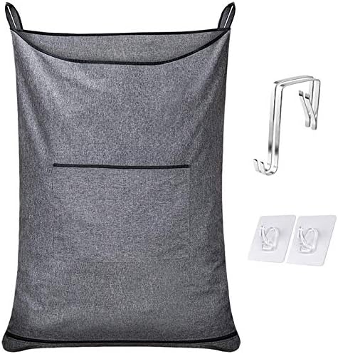 Hanging Laundry Hamper,Door Hanging Hamper with Width Opening, Over the Door Laundry bag with hooks, Laundry Collector and Over Door Storage Bag (36x22 Inch,Pop Grey)