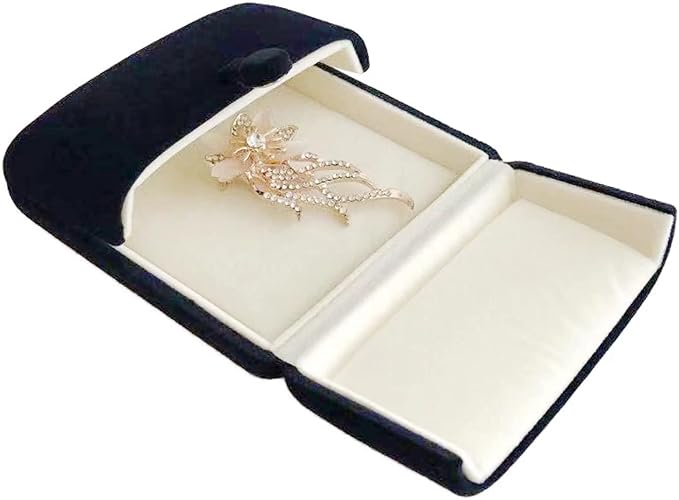 Navy Blue High End Luxurious Velvet Jewelry Box for Brooch Honorary Pin Badge Box Special Presentation Premium Grade Unique Design (Jewelry is not included)