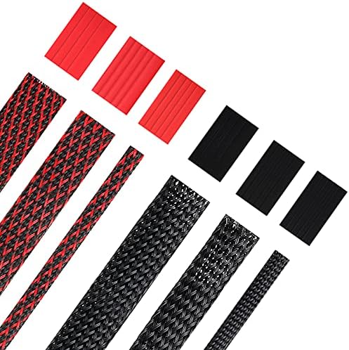 Xuniea 96ft Wire Loom Braided Cable 1/4, 3/4, 1 Inch,Black and Red by Xuniea