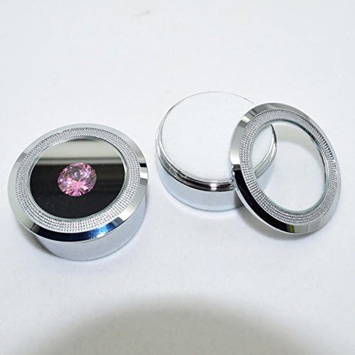 Small Loose Diamond or Gemstone Display Box Case Holder Show Container Metal (Silver- 1.5x0.6)