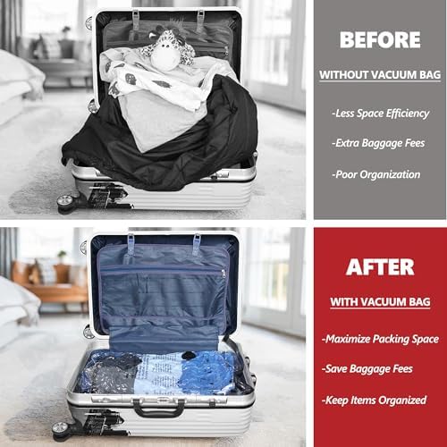 Vacuum Seal Bags for Clothing Travel and Home Storage, Travel Vacuum Bags with Electric Pump, Space Saver Compression Packing Cubes for Luggage Suitcase Bedding Blankets Clothes, 14 Combo - Image 2