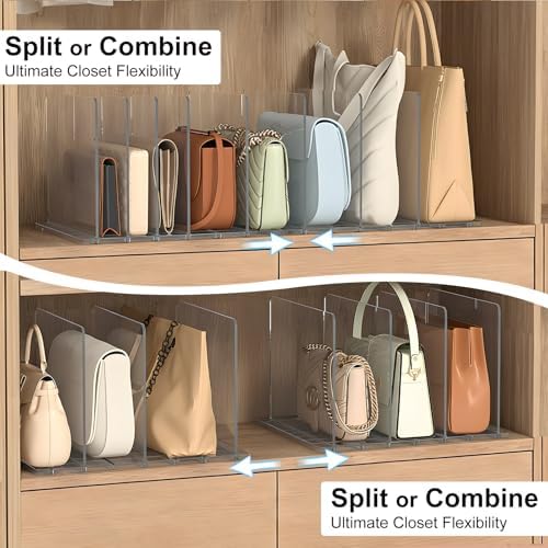 SortNStore Bag & Purse Organizer for Closet: Adjustable Clear Handbag Storage Shelf - Plastic Clutch Dividers for Closet Organizers and Storage - Keep Carteras & Pocketbook Upright (Pack of 3) - Image 5