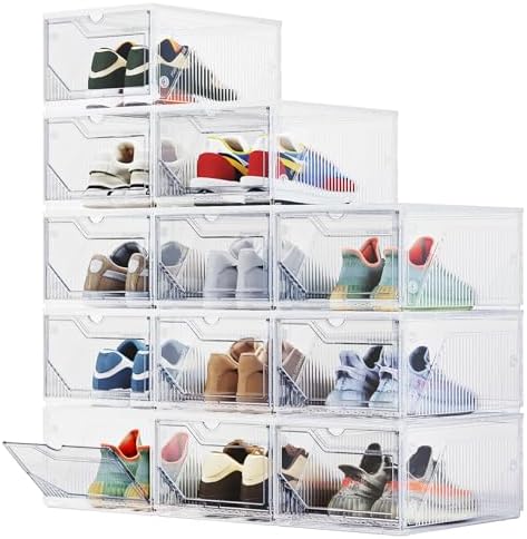 BROVIEW XX-Large Shoe Sneaker Storage Boxes for Size 14, 12 Pack Shoe Boxes by BROVIEW-EnjoytheArtofLife