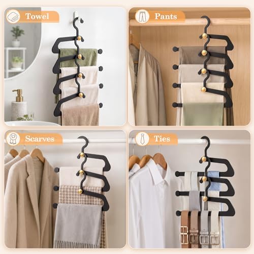 Hangers for Pants 20-Pack, Space Saving Closet Organizer for Jeans Slacks,Non-Slip Hanger for Leggings,Jeans, Slacks, Scarves (Black) - Image 5