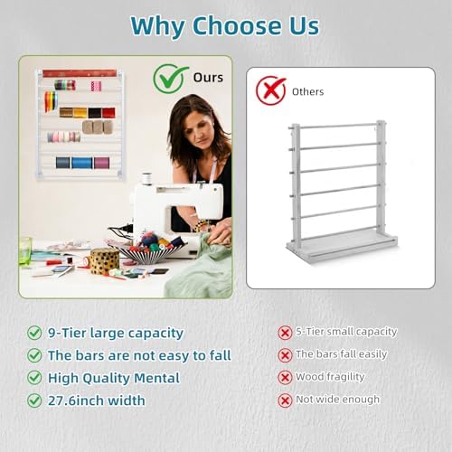 Xbsyhx 9 Tier Wall Mount Ribbon Organizer, Craft Room Storage Rack - Image 5