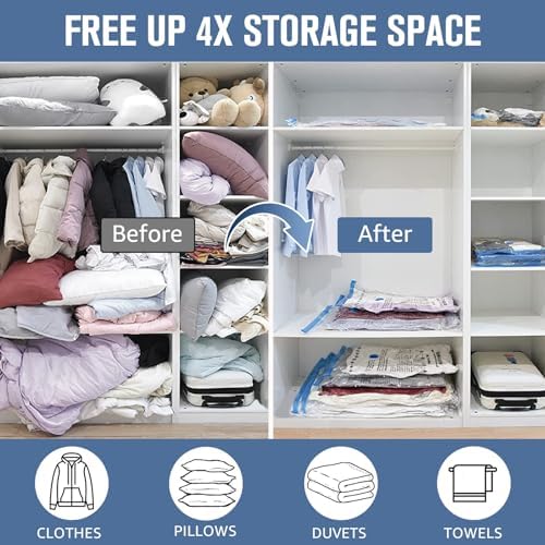 BoxLegend Vacuum Storage Bags with Hand Pump 6 Large 23.6’’x31.5’’ Thickened Vacuum Seal Bags for Clothing Coat Bedding Quilt Blanket Pillow Comforters - Image 6