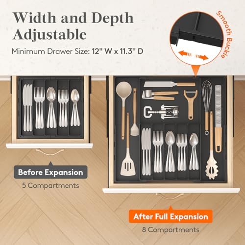 Lifewit Expandable Silverware Drawer Organizer, Utensil Tray for Kitchen - Image 6