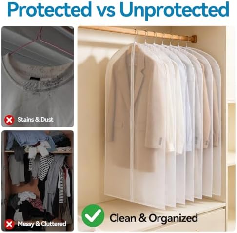 Garment Bags for Hanging Clothes PEVA 6 Pack Mixed Sizes Translucent - Image 6