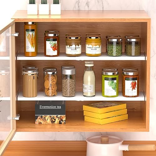 Closet Shelf Organizer Expandable Cabinet Tension Shelf Divider Heavy Duty Metal DIY Shelf Separator for Wardrobe Cupboard Cabinet Pantry Kitchen Bathroom,White,2packs - Image 2