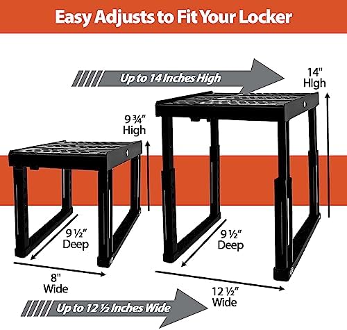 Piffny Locker Organizer Shelf， Adjustable Width and Height, Stackable, Ideal Locker Shelf for School, Office, Gym Lockers, or Even Kitchen Cabinets & Under Sink Organization (Magenta) - Image 2