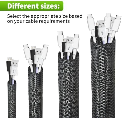 Split Wire Loom 3/8 Inch 25ft, Braided Cable Sleeve for Cable Management, Cord Protector for Pets, TV, Desk & Automotive, Black - Image 5