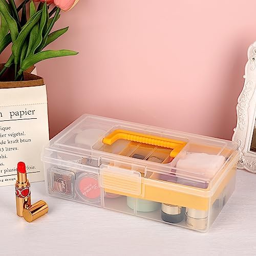 JUXYES Clear Art Craft Supply Storage Bin Sewing Box With Handle Lid - Image 6