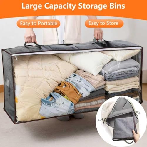 90L Under Bed Storage Containers,2-Pack Closet Organizer Storage Bins,Black - Image 4
