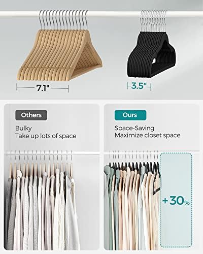 SONGMICS Velvet Hangers 60 Pack, Non-Slip Clothes Hangers, Space-Saving - Image 4