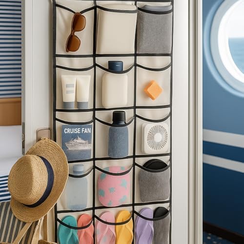 Cruise Ship Magnetic Door Organizer, Over The Door Organizer For Cruise Cabins, Magnetic Shoe Rack - 3 Strong Anti-Scratch Magnets - 15 Large Durable Pockets To Store Cruise Essentials 2026 - Image 5