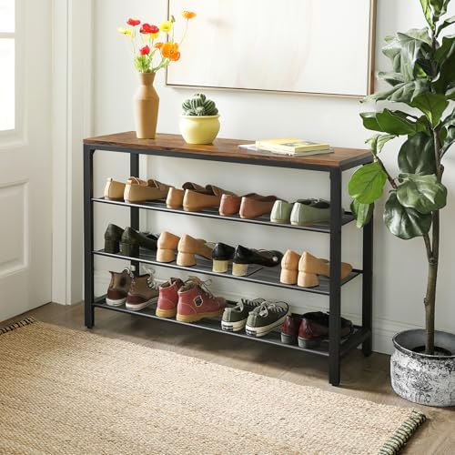 VASAGLE 4-Tier Shoe Rack, 16-20 Pairs, Metal Mesh - Image 2