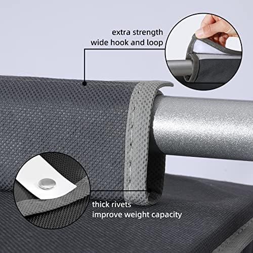 2 Packs Hanging Closet Organizer Stroage, 3-Shelf Hanging Shelves with Bamboo Inserts & Side Pocket, Grey - Image 5