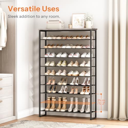 HOOBRO 10-Tier Shoe Rack for Entryway, 39.4" L Shoe Storage Organizer, Large Capacity Shoe Shelf for Closet, Front Door Entrance, Hallway, Holds 45-50 Pairs of Shoes, Greige and Black BG171XJ01 - Image 2