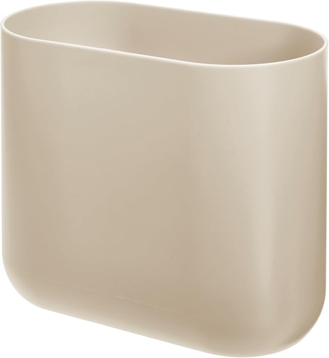 iDesign Small Slim Plastic Bathroom Trash Can, Garbage Can for Bedroom, Office, Desk, Dorm, 2-Pack, Brown