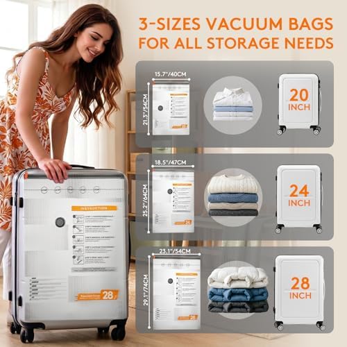 12 Packs Vacuum Seal Bags with USB/Type-C Pump, 3 Sizes Travel Vacuum Storage Bags for Clothing, Vacuum Packing Bags for Closet Organization, Bedding & Seasonal Storage - Image 4