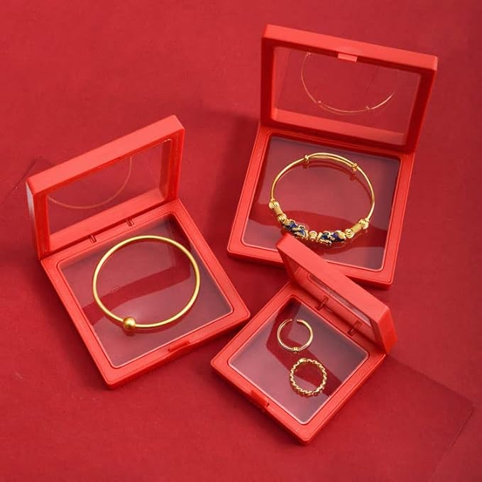 12PCS 3D Floating Frame Display Stand, Jewelry Box, Gift Box, Ornament Organizer, Small Travel Jewelry Box, PE Film Anti-Oxidation, Suspended Display Box Stackable (3.54*3.54，Type 3)