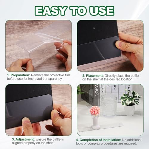 uxcell 4pcs Clear Shelf Dividers, 12"x5.5" Plastic L-Shaped Shelf Separator, Transparent Organizer Divider for Supermarket Store Commodity Classification - Image 4