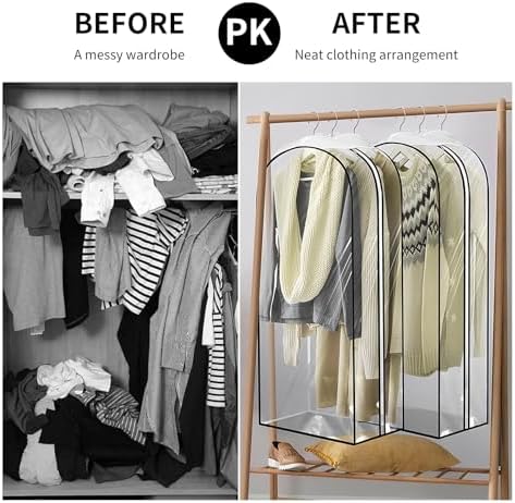 Clear Garment Bags for Hanging Clothes, 10" Gusseted Garment Covers for ClosetStorage, 40"Long Hanging Plastic Clothes Cover for Coat, Dress, Fur, BreathableFabric,Keep Clothes Neat and Tidy - Image 6