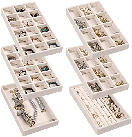 Frebeauty Jewelry Trays for Drawer,Set of 6 Jewelry Organizer and Storage by Frebeauty